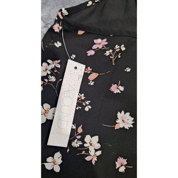 NWT Abound Black Floral Spaghetti Strap Flowy Tank Top Camisole/Sz. XS - Picture 7 of 7